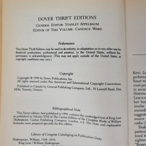 Vintage 1990's Lot of 5 William Shakespear Dover Thrift Editions Book Paperback - Picture 4 of 10